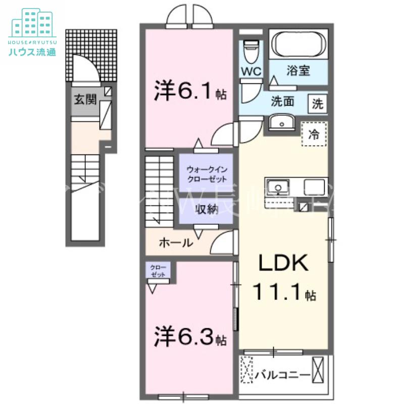 グラシオッソ I(2LDK/2階)の間取り写真