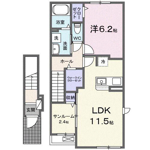 ビーナスベルト(1LDK/2階)の間取り写真