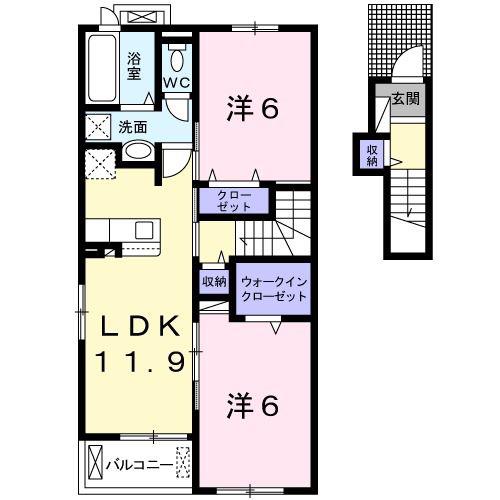 リンドール(2LDK/2階)の間取り写真