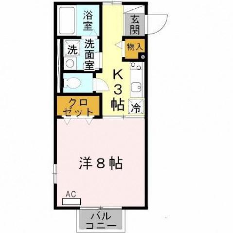 パサート辻野(1K/1階)の間取り写真