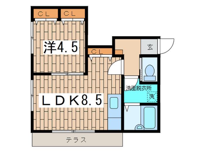 由比ガ浜コートハウス(1LDK/1階)の間取り写真