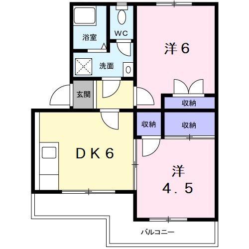 ヴィラ・アンソレイエ香川町(2DK/3階)の間取り写真