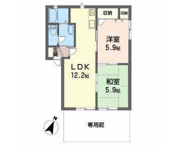 メゾン・グランドゥールII(2LDK/1階)の間取り写真