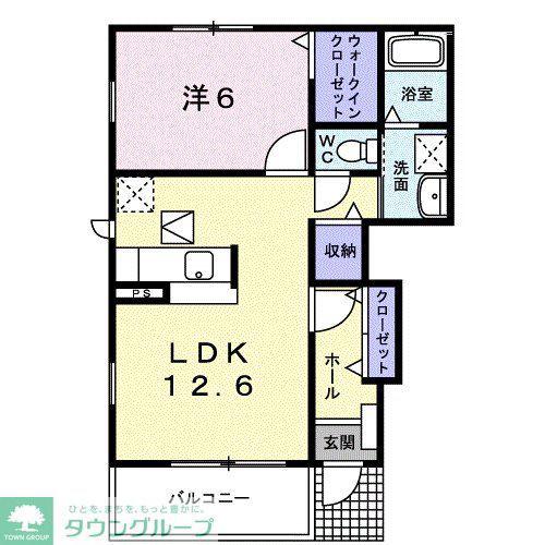 ソレイユコートC(1LDK/1階)の間取り写真