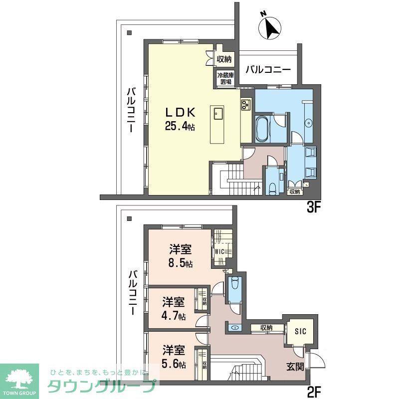シャーメゾンステージ柿の木坂(3LDK/2階)の間取り写真
