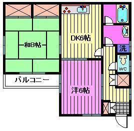 西沢ハイツ(2DK/2階)の間取り写真