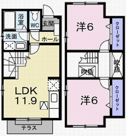 サニ-・ミキB(2LDK/1階)の間取り写真