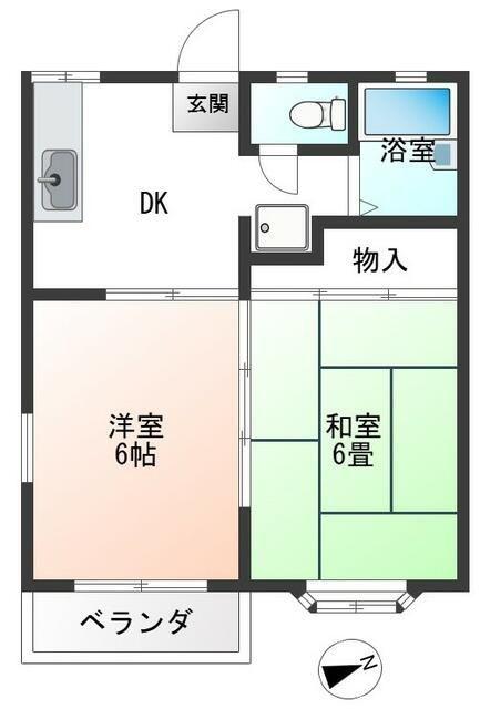 レジデンスKK(2DK/2階)の間取り写真