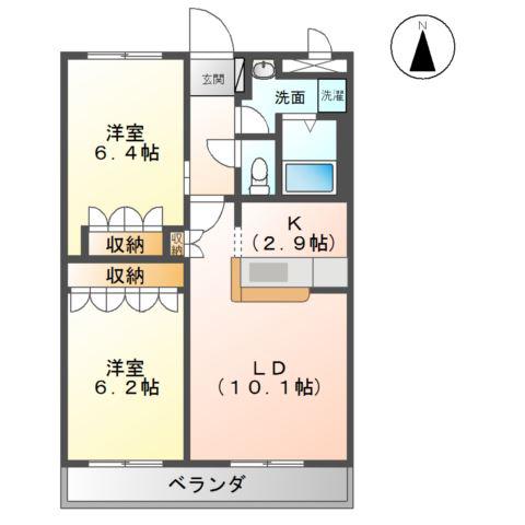フォレストヴィラ本江(2LDK/1階)の間取り写真