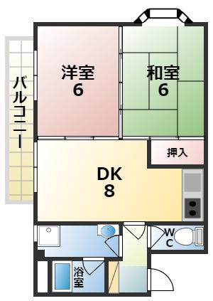 マンションポプリ(2DK/2階)の間取り写真