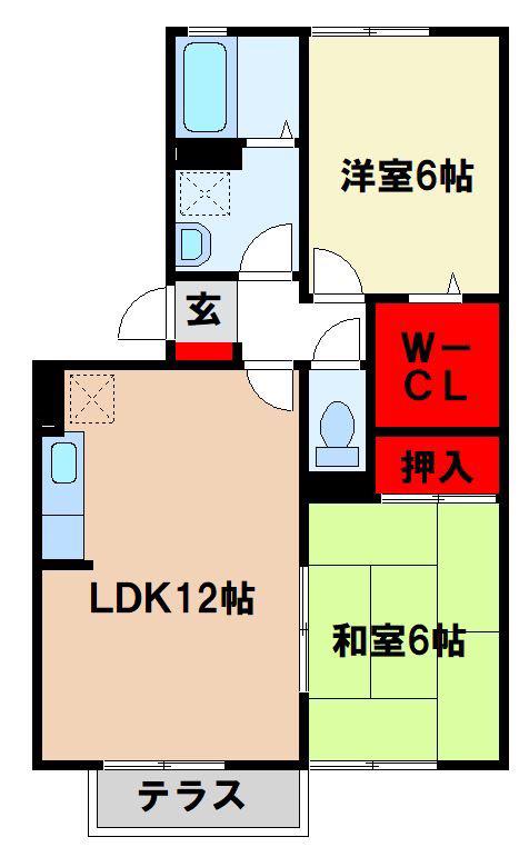 ヴィラコンフォールII(2LDK/1階)の間取り写真