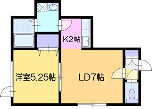 プルメリア若葉(1LDK/2階)の間取り写真