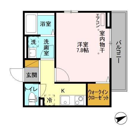陽光海神(1K/3階)の間取り写真