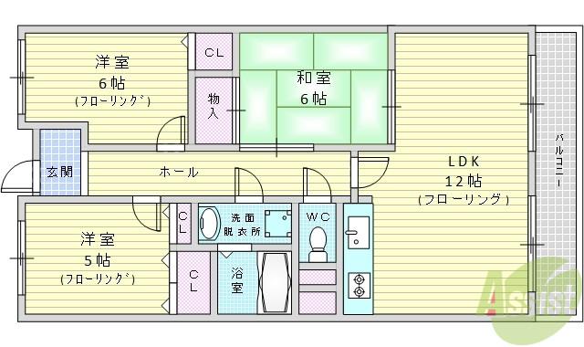 RONA HYATT(3LDK/5階)の間取り写真