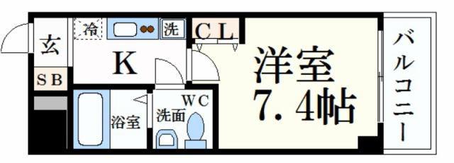 CAPITAL.I姫路(1K/7階)の間取り写真