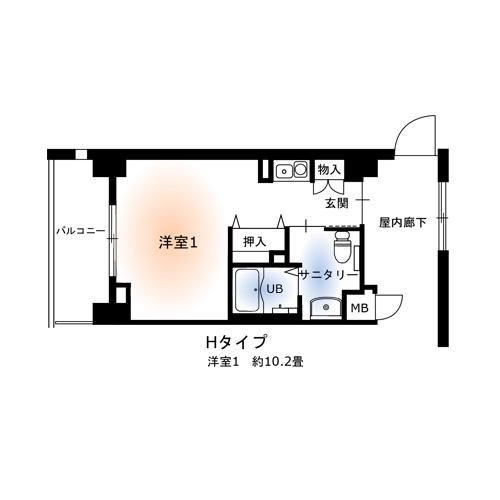 クレスト中府(ワンルーム/4階)の間取り写真