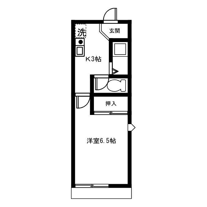 イーストCOURT 両郷 A棟(1K/1階)の間取り写真