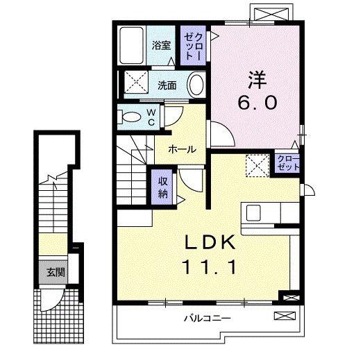 ラ・ルーチェ I(1LDK/2階)の間取り写真