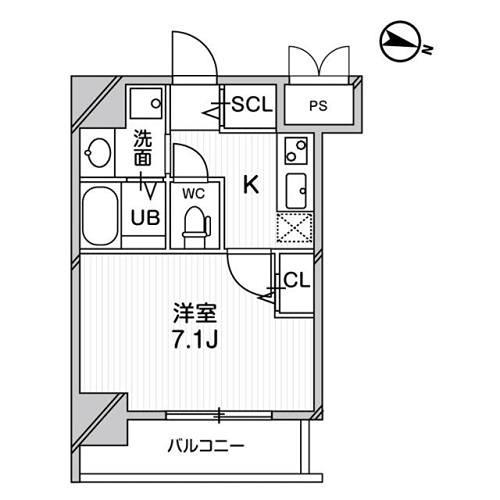 プレアデス千里山田(1K/6階)の間取り写真