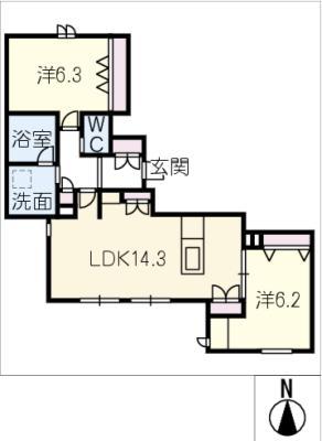 MAISON NOIRE(2LDK/1階)の間取り写真