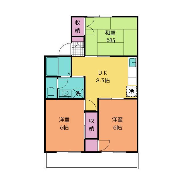 セジュール102(3DK/2階)の間取り写真