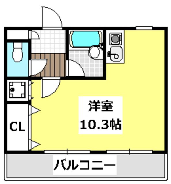 ジュネス別府(ワンルーム/4階)の間取り写真