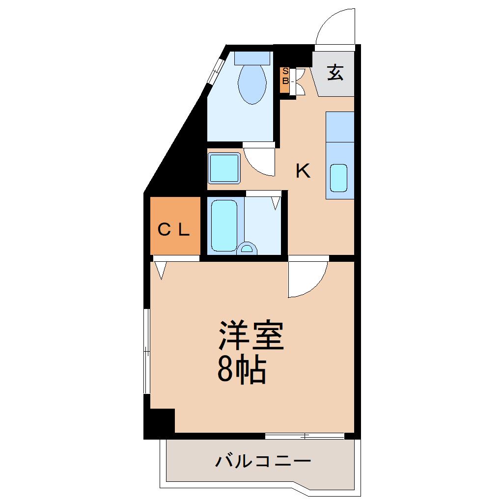 アワーズバリー(1K/4階)の間取り写真