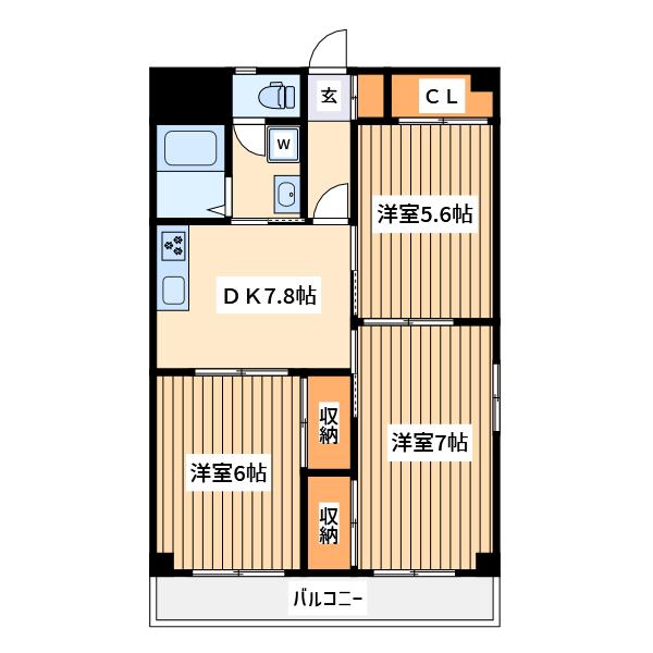 ペアパーク2(3DK/3階)の間取り写真