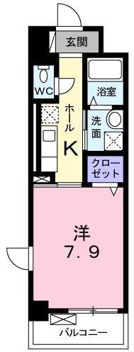 プラサーダ朝霧(1K/3階)の間取り写真
