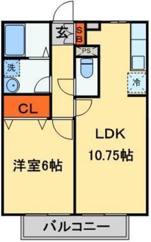 ボナールプレジオ石井(1LDK/2階)の間取り写真