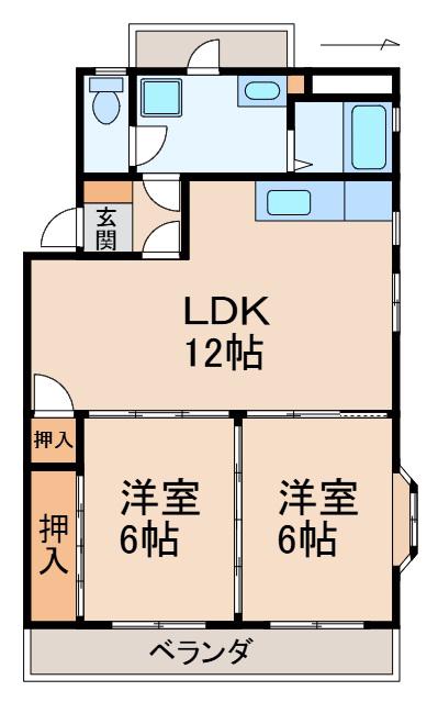 サンライト今福(2LDK/2階)の間取り写真