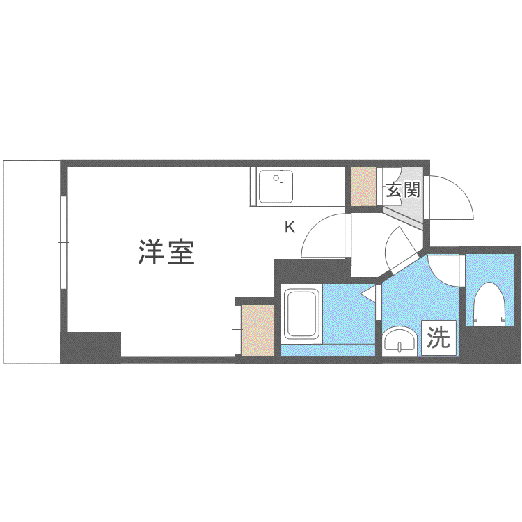 アルファスクエア北15条(1K/2階)の間取り写真