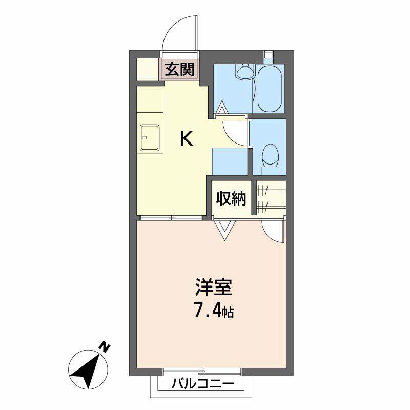 グレースN(1K/2階)の間取り写真