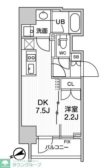 シーズンフラッツ浅草言問通(1DK/10階)の間取り写真