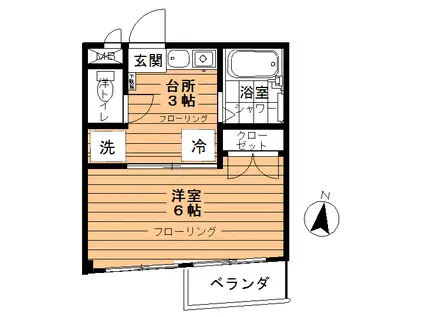 志賀ビル(1K/3階)の間取り写真