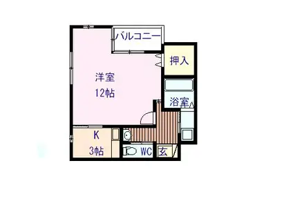 コンフォート中徳島(1K/1階)の間取り写真