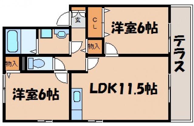 フィアホイザードリット(2LDK/1階)の間取り写真