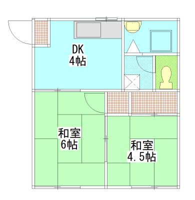 あけぼのハイツ(2K/1階)の間取り写真