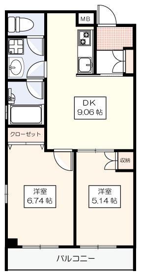 プライマルステージM(2DK/3階)の間取り写真
