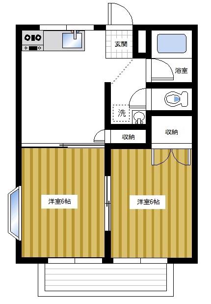 ミゾグチコーポ(2DK/1階)の間取り写真