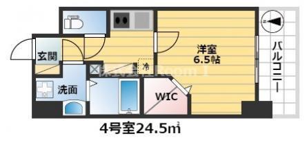 LA DOUCEUR谷町旧ミラージュパレス谷町ブライト(1K/7階)の間取り写真
