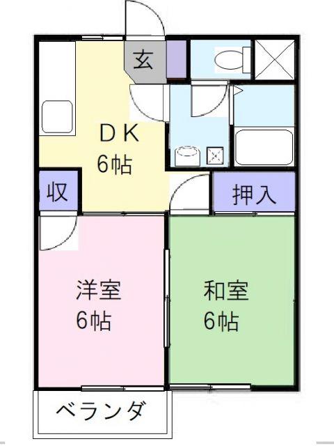 エスポアール(2DK/2階)の間取り写真