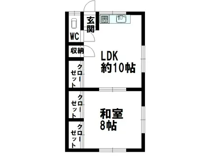 S秋田県大館市比内町扇田字白砂112-2武田アパート(1LDK/1階)の間取り写真