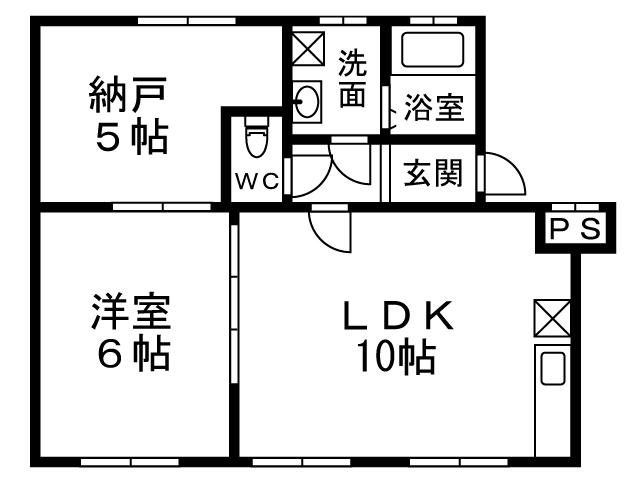 ウイングコート サービス(2LDK/2階)の間取り写真