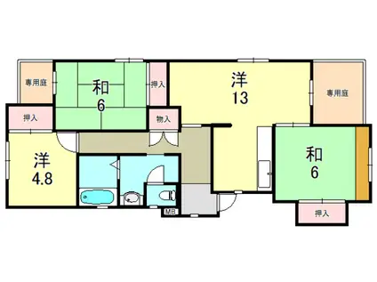 シティハイツ竜が岡(3LDK/1階)の間取り写真