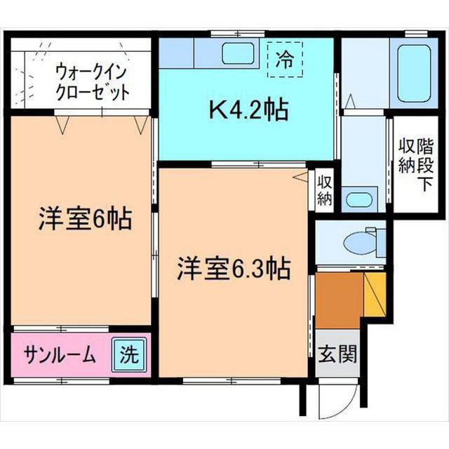 アシーラ(2K/1階)の間取り写真