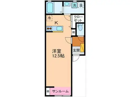 サンソフィア(ワンルーム/1階)の間取り写真