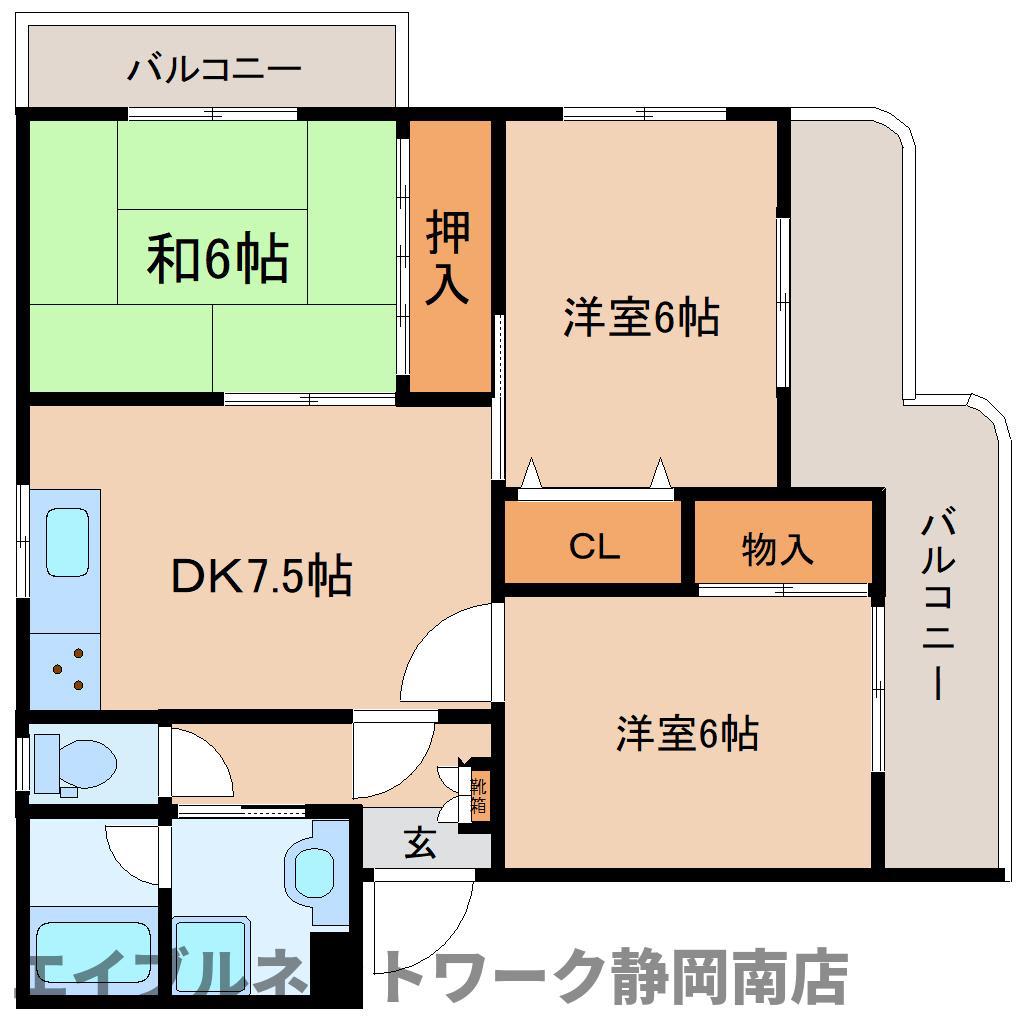 せいせいマンション(3DK/2階)の間取り写真