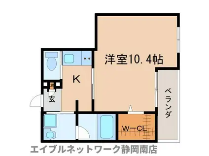 オラシオン大坪町(1K/1階)の間取り写真