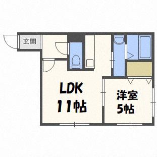 モンレーヴ豊平公園II(1LDK/1階)の間取り写真